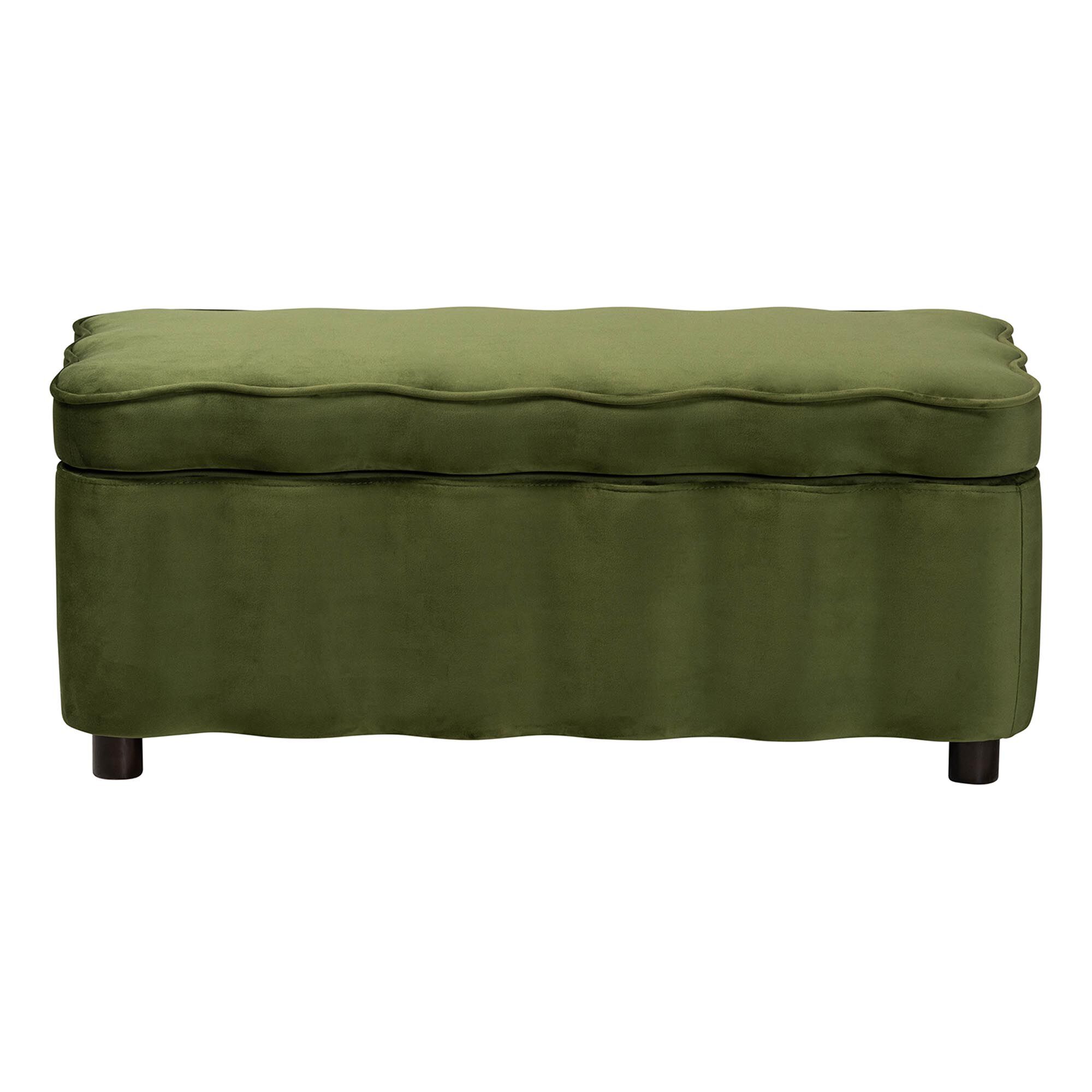 Paulina Velvet Storage Bench, GREEN, alternate image number 3