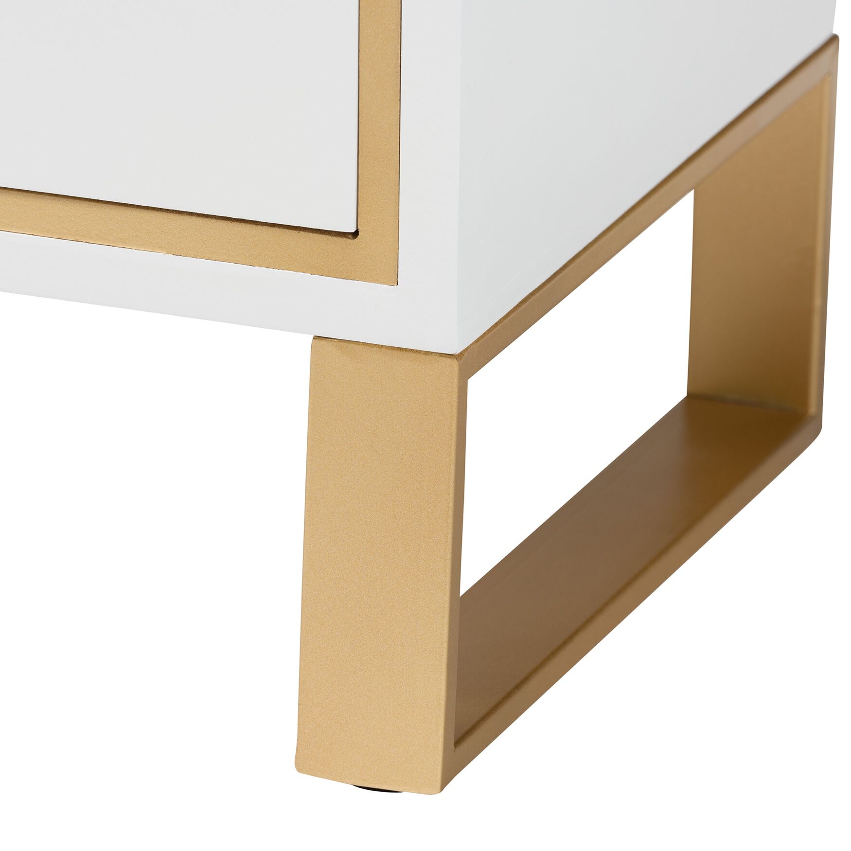 Giolla Contemporary Glam And Luxe White Finished Wood And Gold Metal 2-Drawer Nightstand, , alternate image number 5