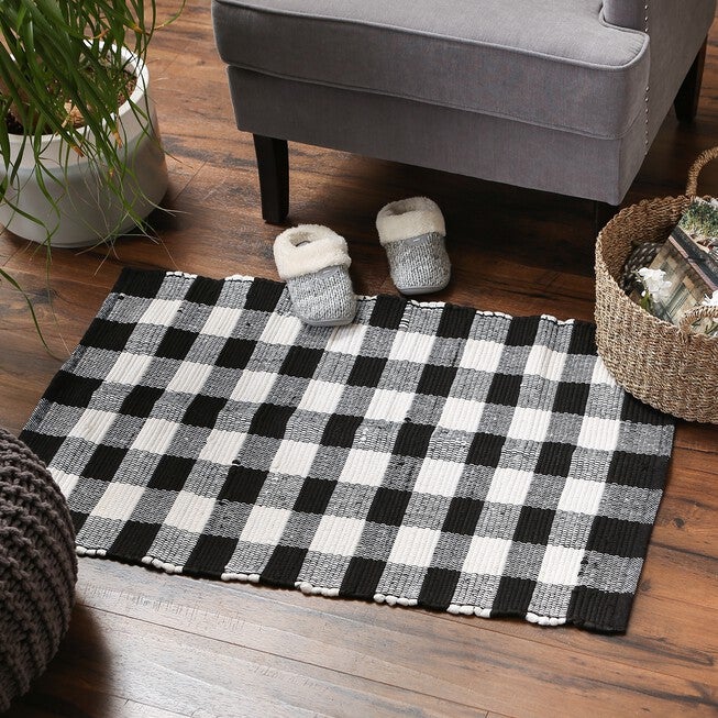 Black & White Buffalo Check Rag Rug 26X40, , alternate image number null