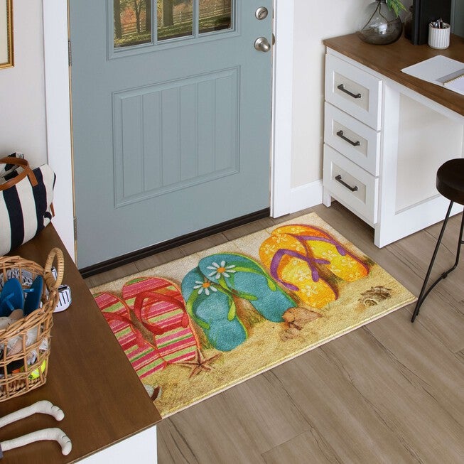 Flip Flops In Sand Multi Kitchen Rug, , alternate image number null