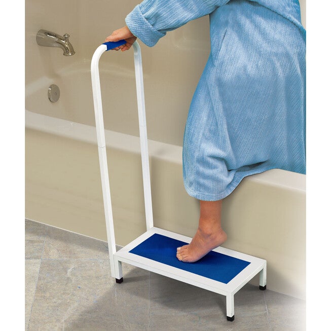Non-Slip Bath Step, WHITE BLUE, hi-res image number null