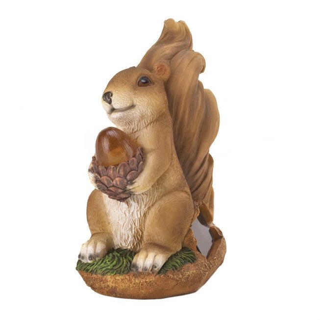 Squirrel Solar Statue, BROWN, hi-res image number null