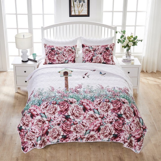 Bailey's Birdhouse White Quilt Set , WHITE, hi-res image number 0