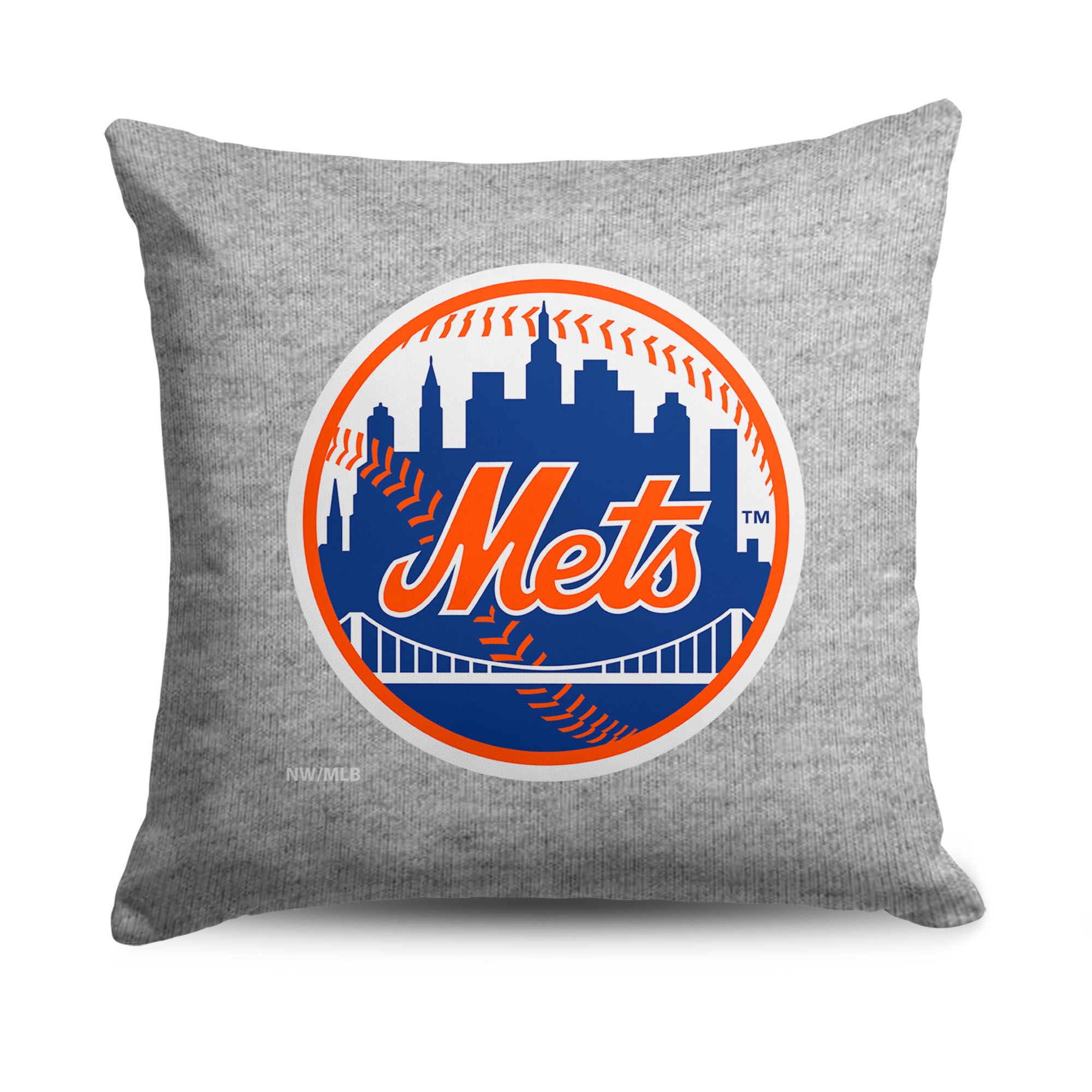 New York Mets MLB Primary Sweatshirt PIllow 16 Inches, GRAY, hi-res image number 0