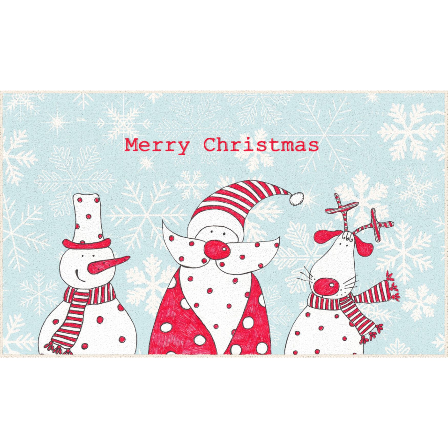 Christmas Friends Light Blue Kitchen Rug, LIGHT BLUE, hi-res image number 0
