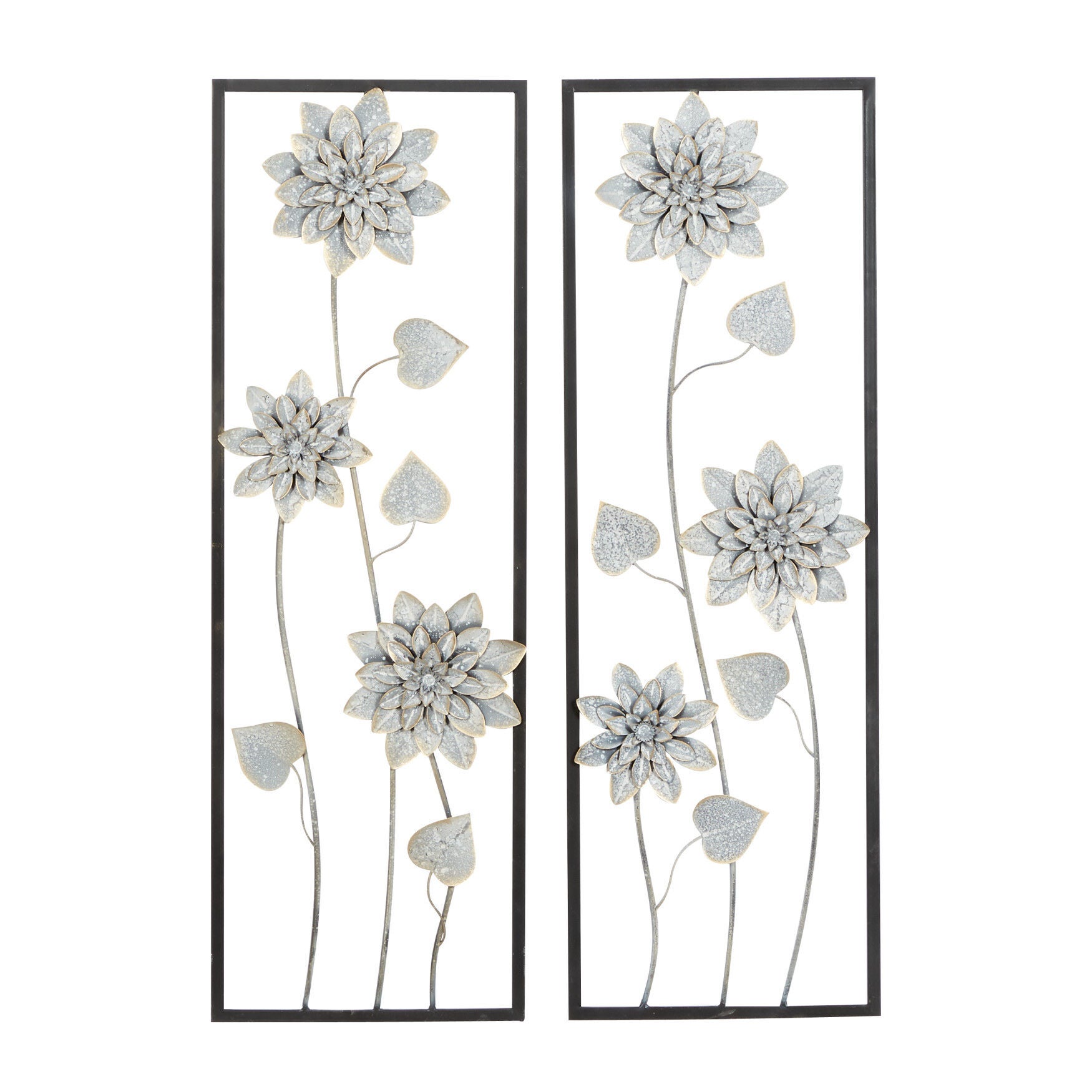 Set Of 2 Grey Metal Contemporary Wall Decor, GREY, hi-res image number 0