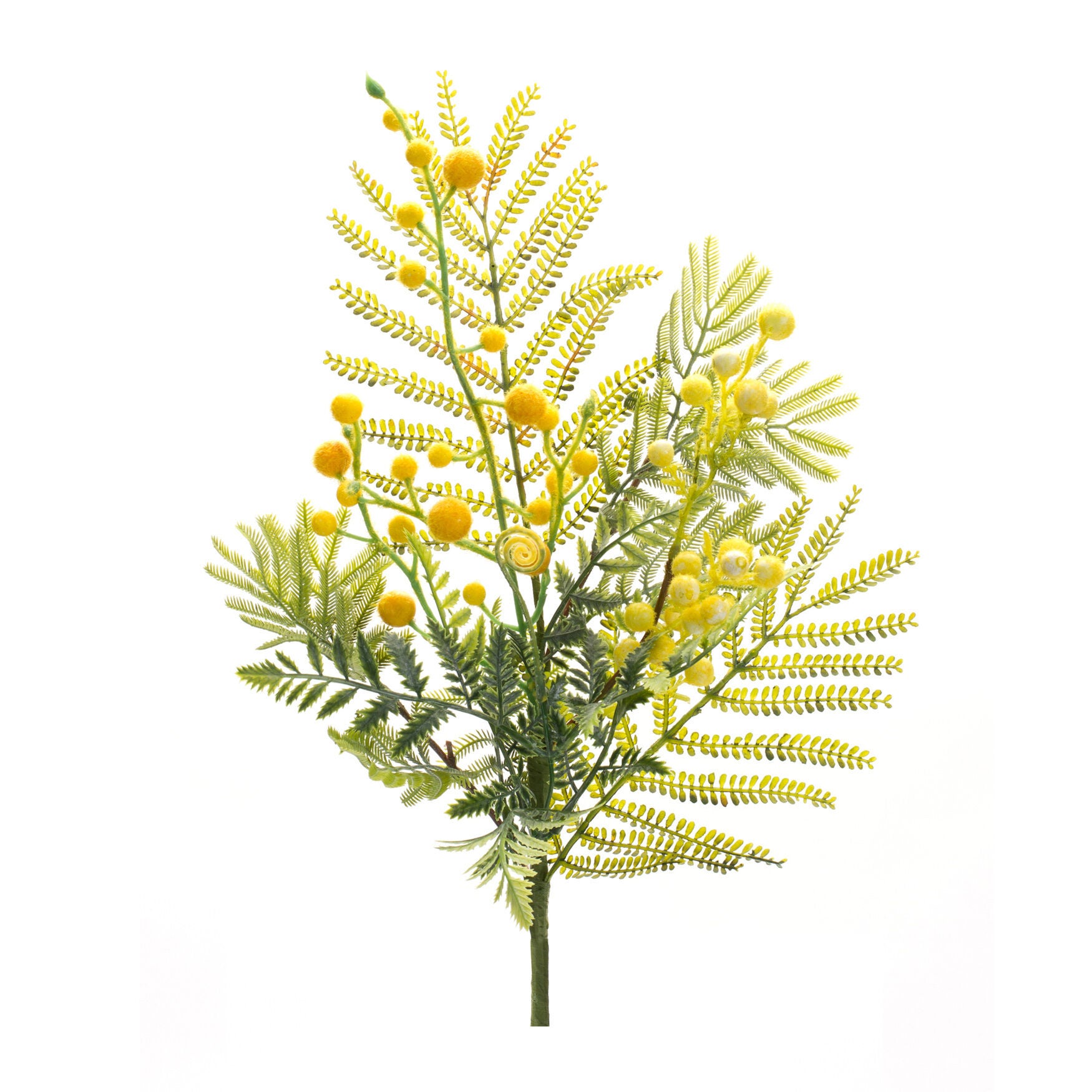 Mimosa Leaf Berry Spray (Set Of 6), YELLOW, hi-res image number 0