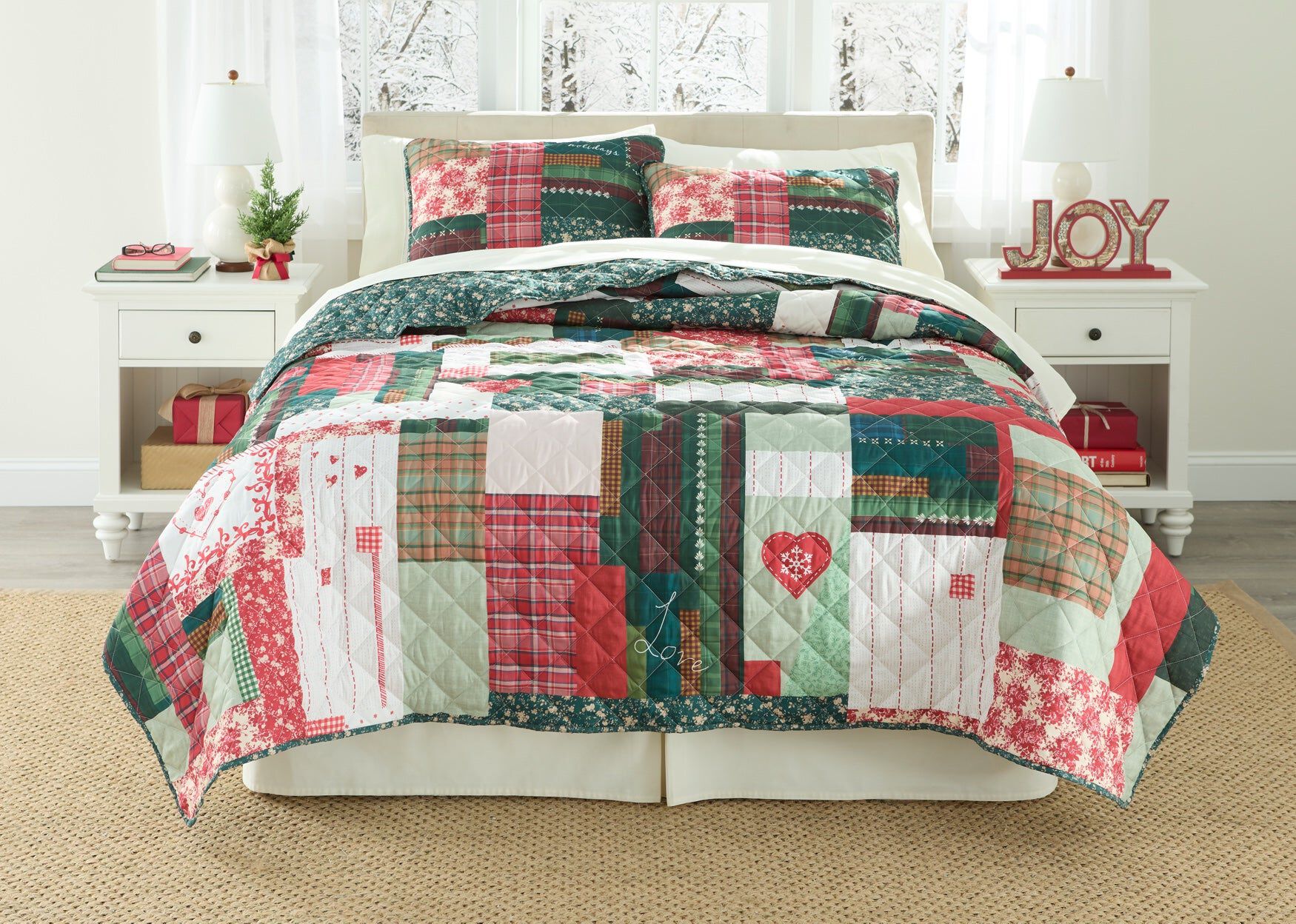 Holiday Patchwork Quilt 3-PC Set, PATCHWORK, hi-res image number 0