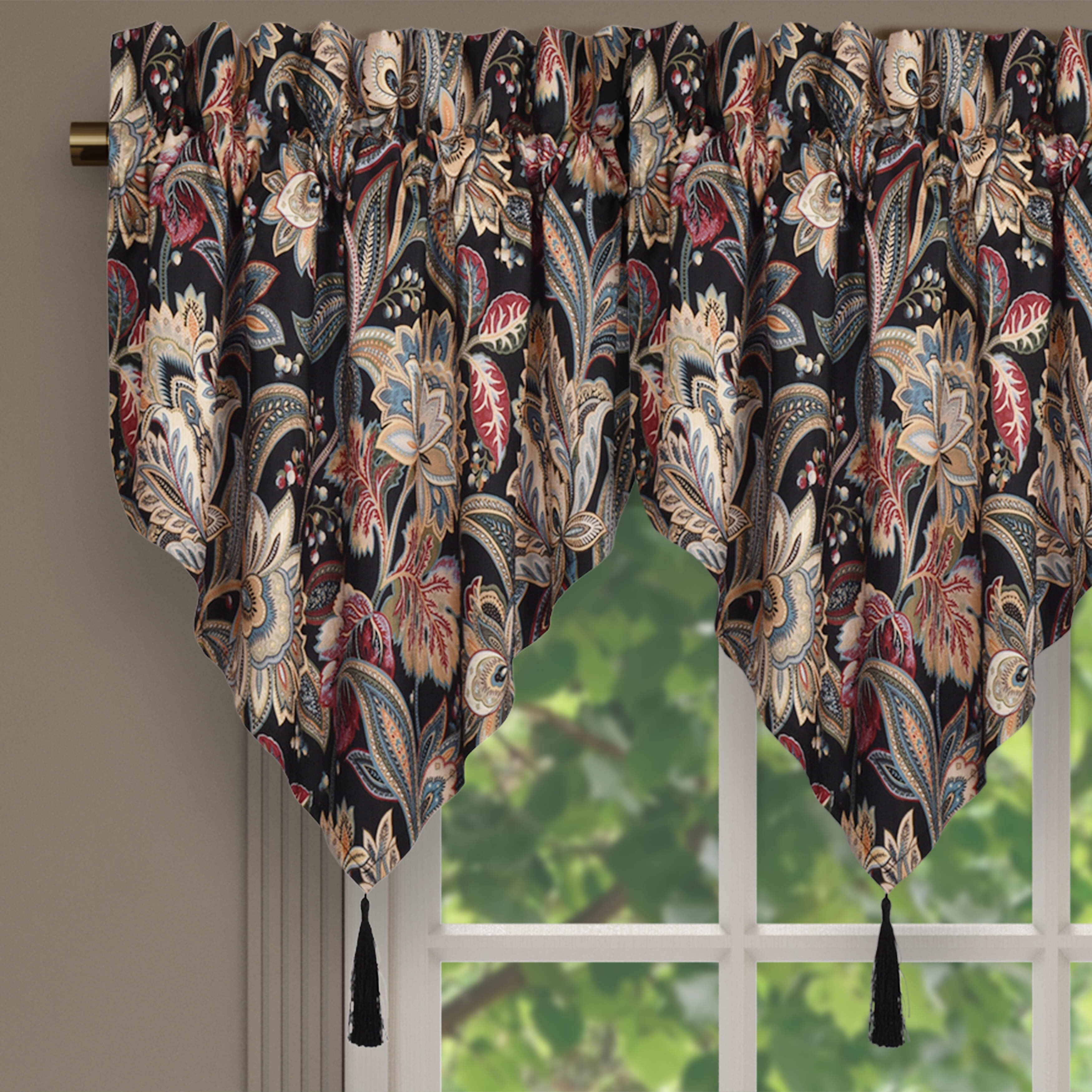 Calabria Window Ascot Valance, BLACK, alternate image number 2