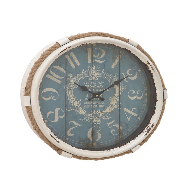 Blue Coastal Metal Wall Clock, BLUE, hi-res image number 0