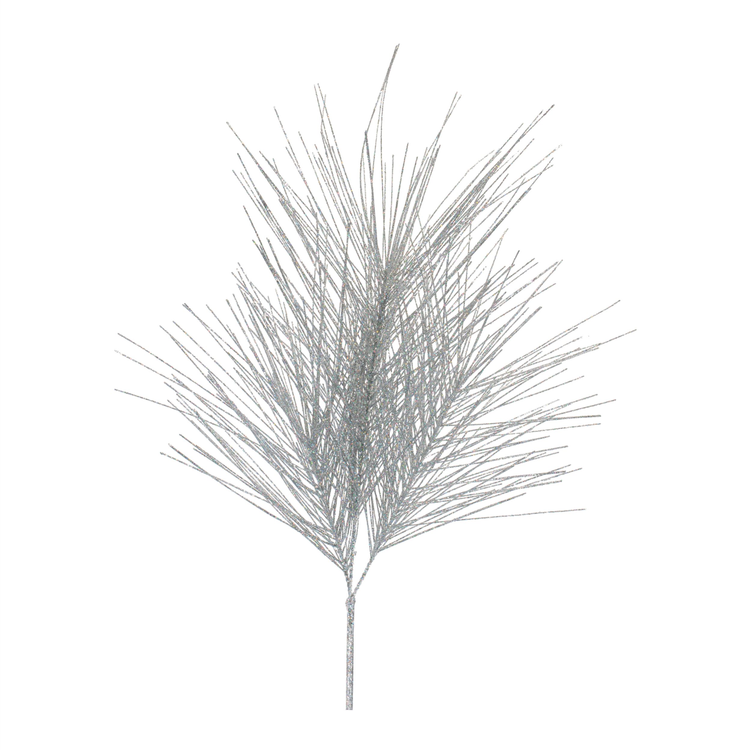 Glittered Pine Spray (Set of 4), SILVER, hi-res image number 0