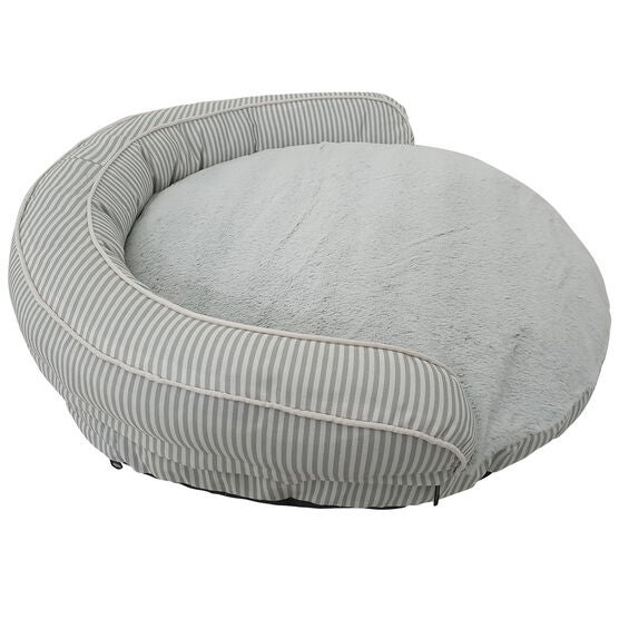 Stripe Printing poly-cotton bolster with detachable faux fur cushion, Small Size, , alternate image number null
