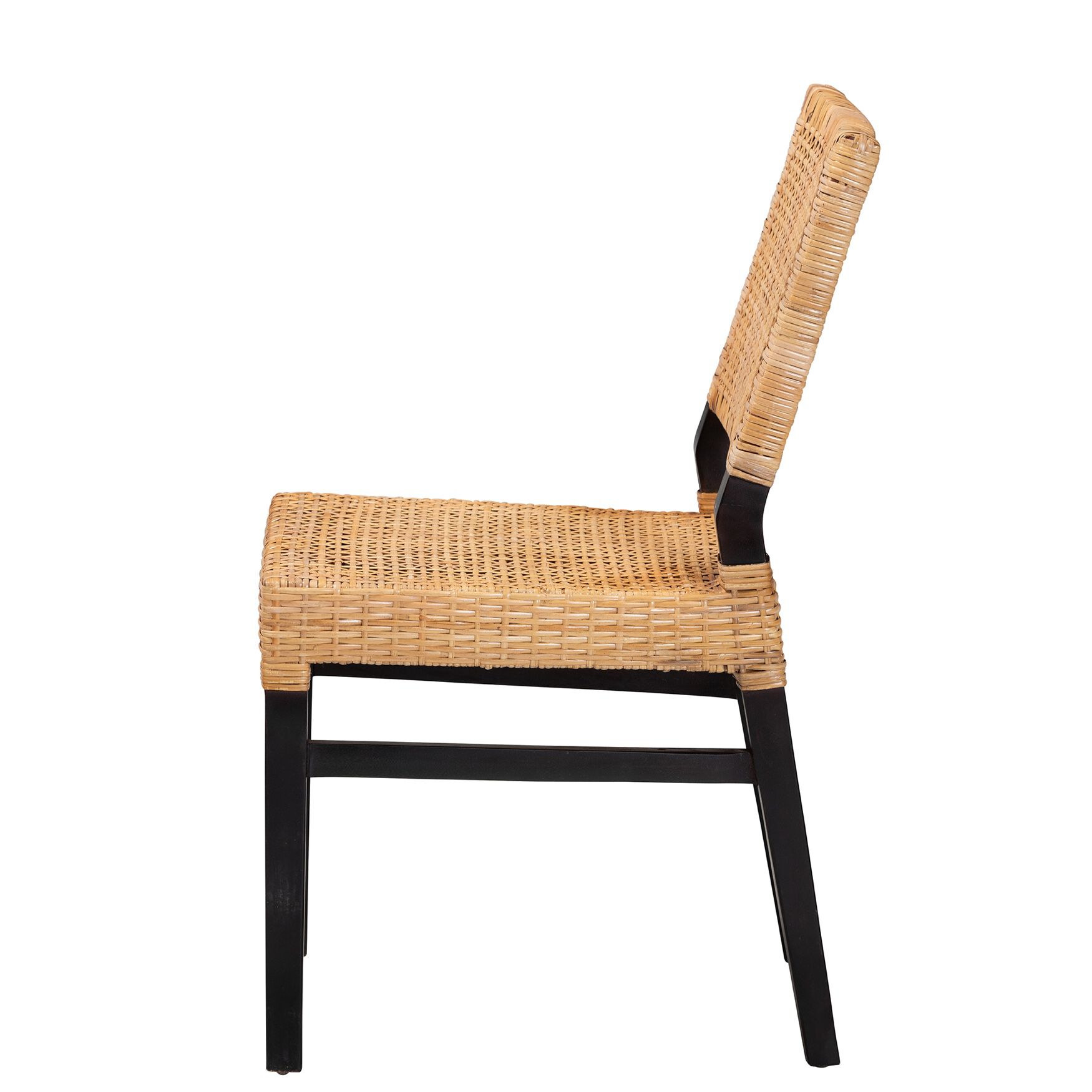 Lesia Modern Bohemian Natural Brown Rattan and Espresso Brown Mahogany Wood Dining Chair, , alternate image number 8