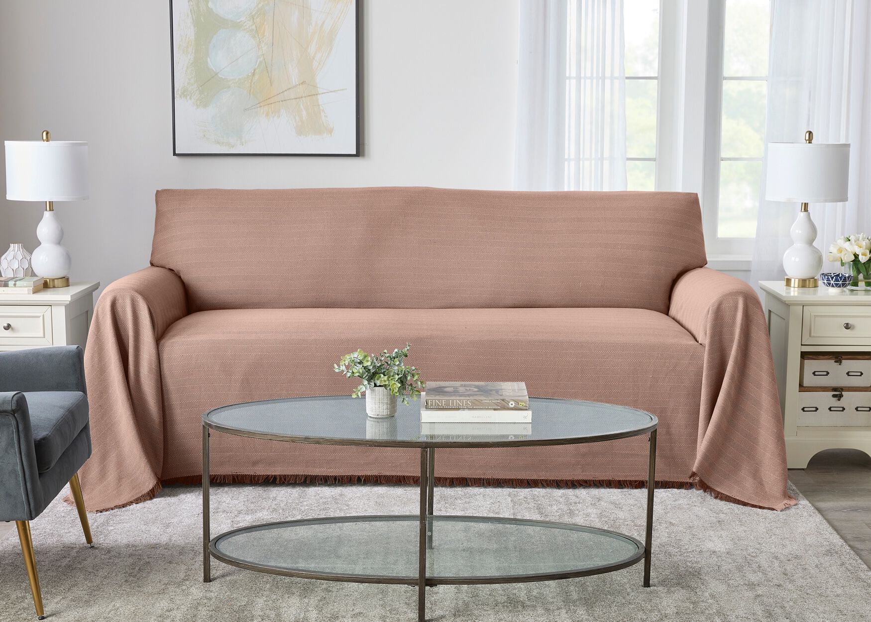 Tapestry Sofa Pet Protector, BROWN, hi-res image number 0