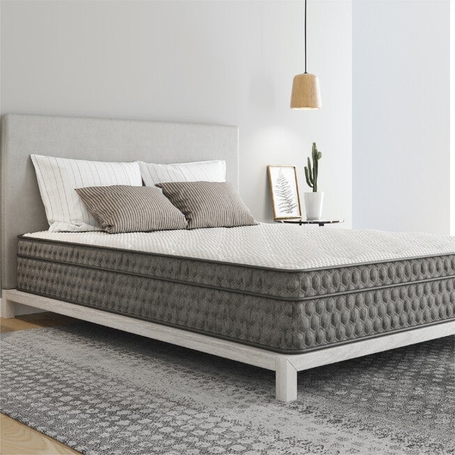 11 inches Gel Memory Foam Quilted Hybrid, Medium, Twin Xl Mattress, WHITE GREY, hi-res image number null
