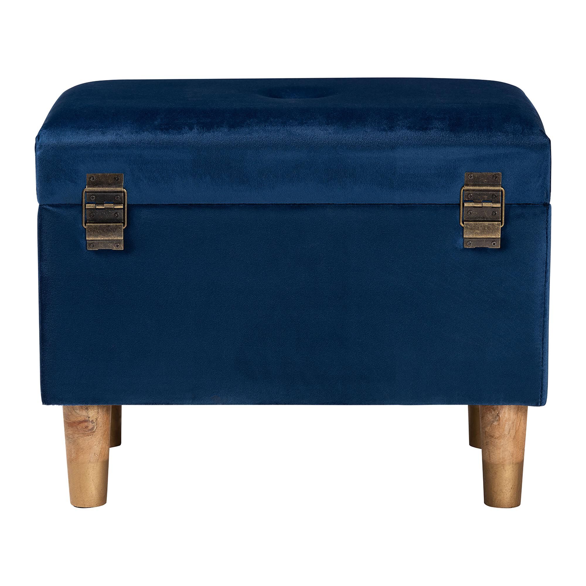 Baxton Studio Elias Modern Navy Blue Velvet Fabric Storage Ottoman, NAVY BLUE, alternate image number 5
