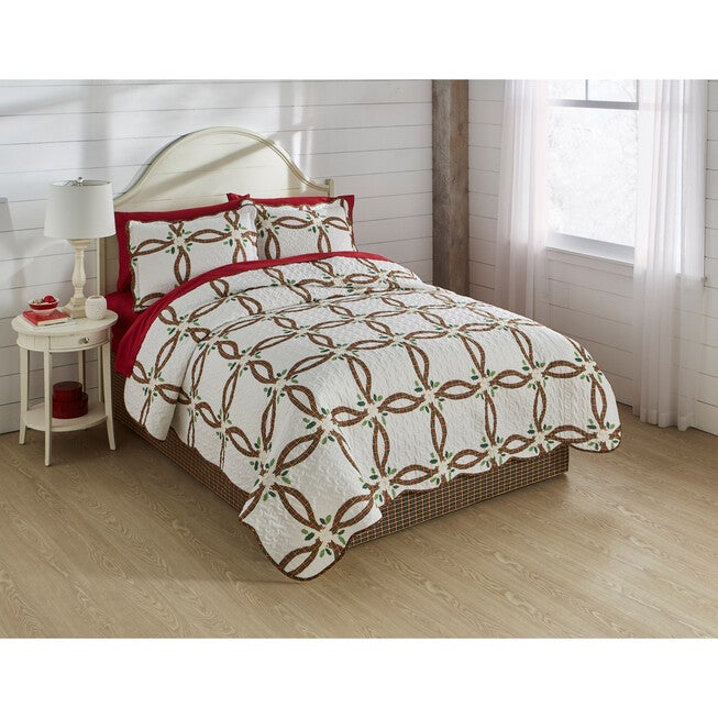 HOLLY 4-PC. QUILT SET, RED WHITE, hi-res image number 0