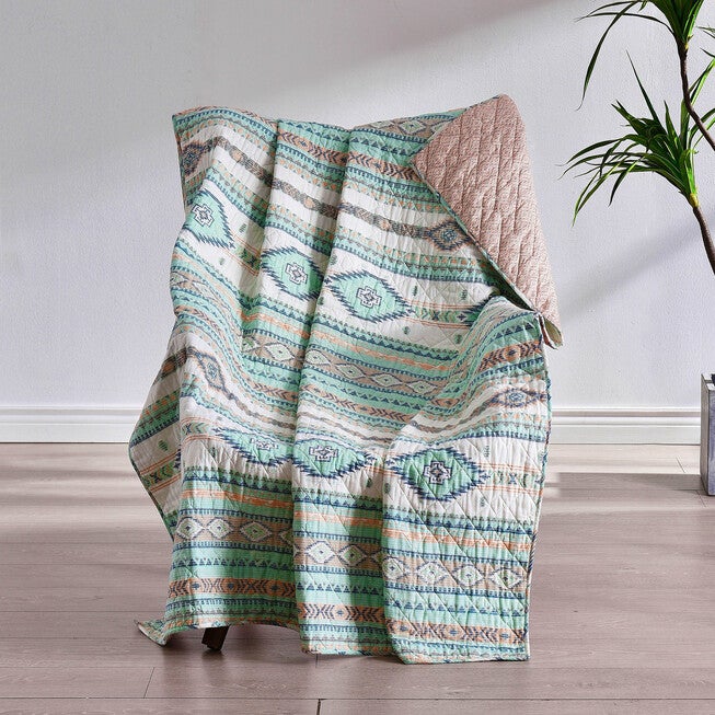 Phoenix Turquoise Throw Blanket, TURQUOISE, hi-res image number 0