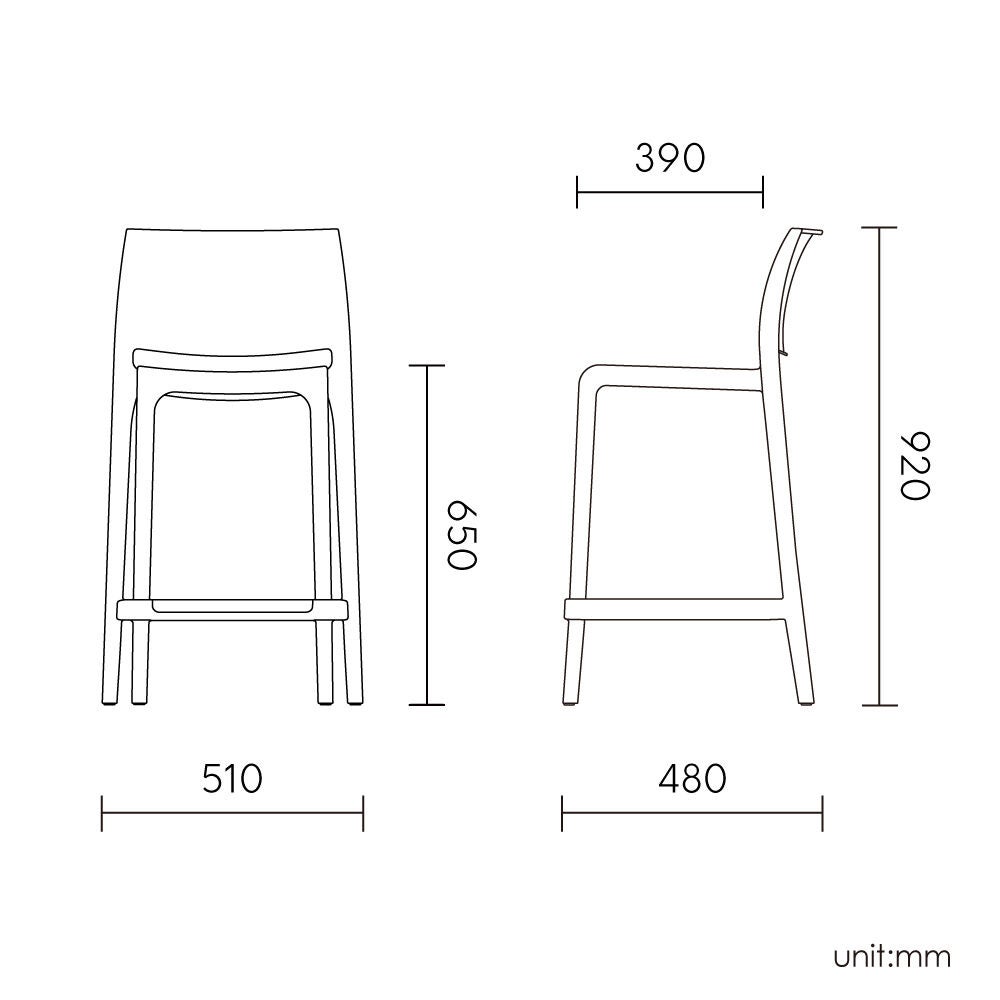 Set of 2 Rue Outdoor Stackable Counter Stool, BROWN, alternate image number 4