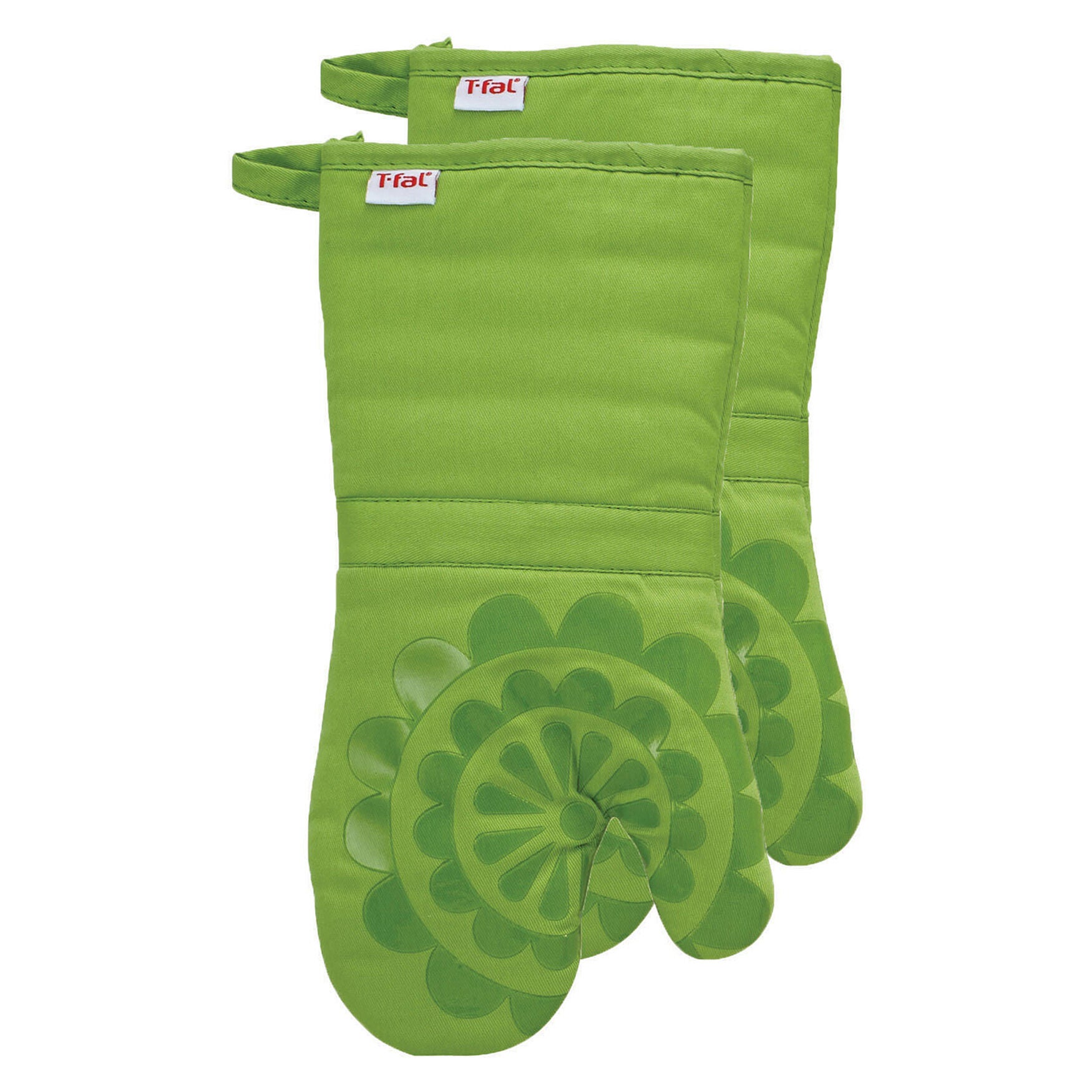 Medallion Silicone Oven Mitts, Set Of 2, GREEN, hi-res image number 0