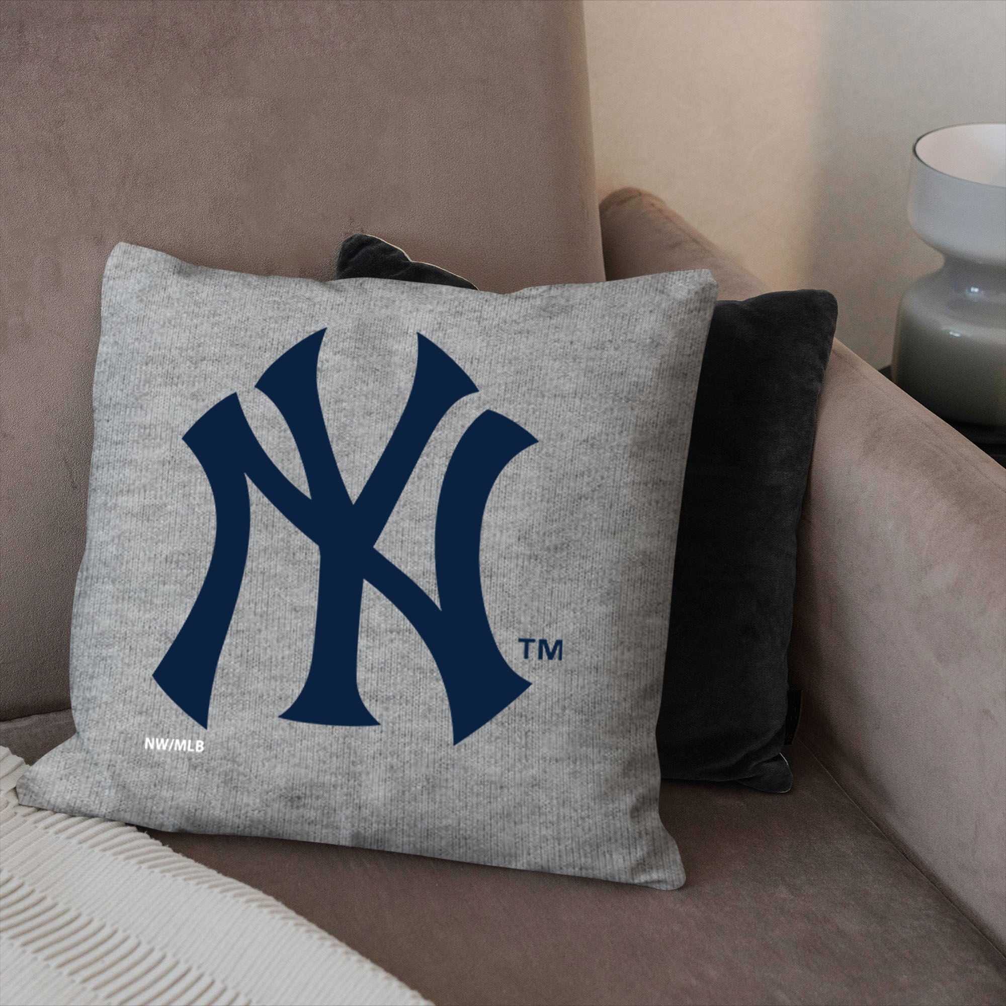 New York Yankees MLB Primary Sweatshirt PIllow 16 Inches, GRAY, alternate image number 2