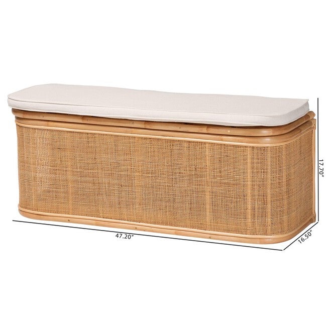 Ishana Bohemian Natural Rattan Storage Bench, , alternate image number 9