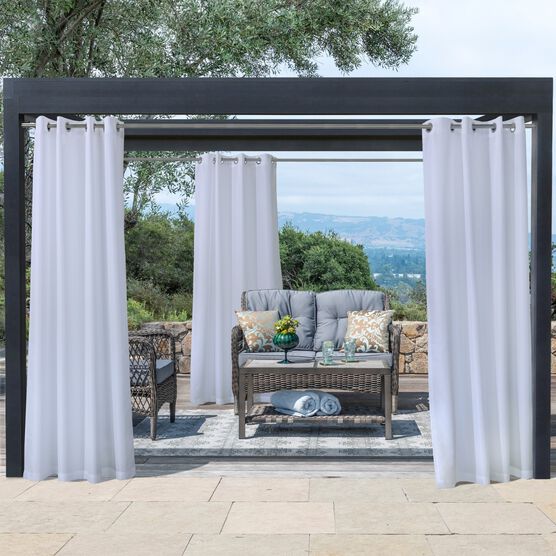 Outdoor Decor Seascapes Outdoor Grommet Curtain Panel Pair, WHITE, hi-res image number null