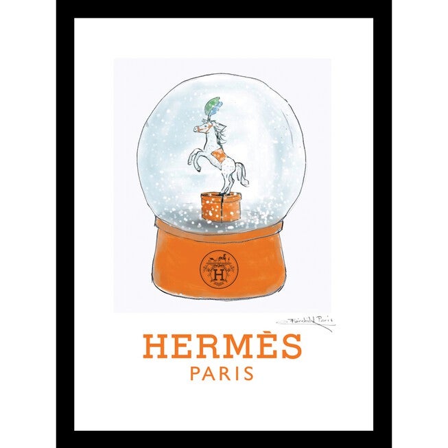 Hermes Globe 14x18 Framed Print, ORANGE WHITE, hi-res image number 0