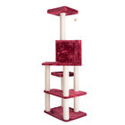 Real Wood 69" Faux Fur Covered Cat Condo House Tower, , alternate image number null