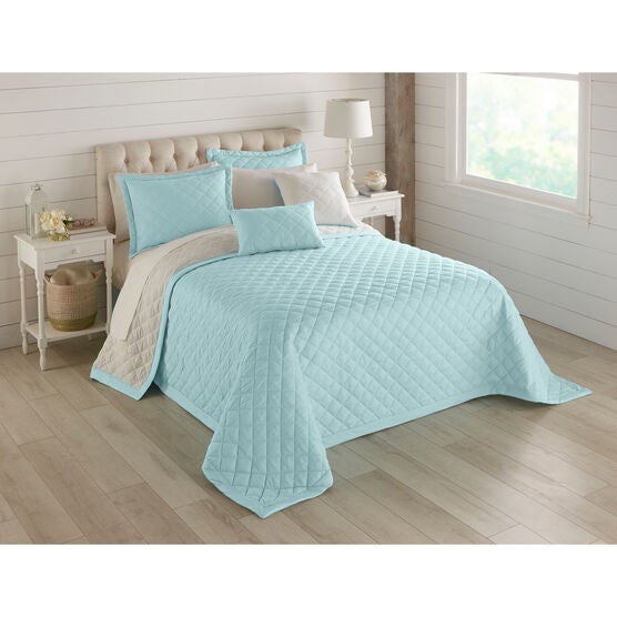 BH Studio Reversible Quilted Bedspread, LIGHT AQUA IVORY, hi-res image number null