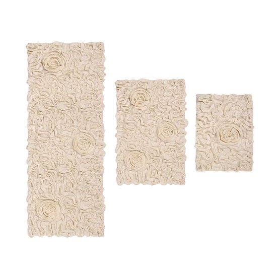 Bell Flower 3 Piece Bath Rug Collection, IVORY, hi-res image number null