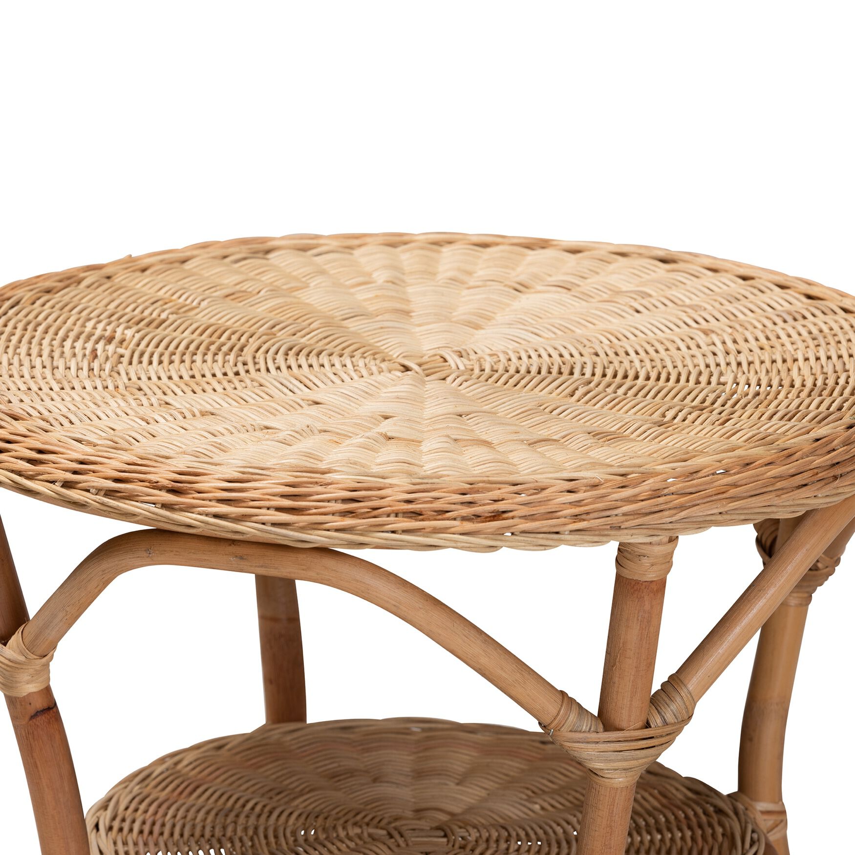 Abbey Modern Bohemian Natural Brown Antique Rattan Coffee Table, , alternate image number 8