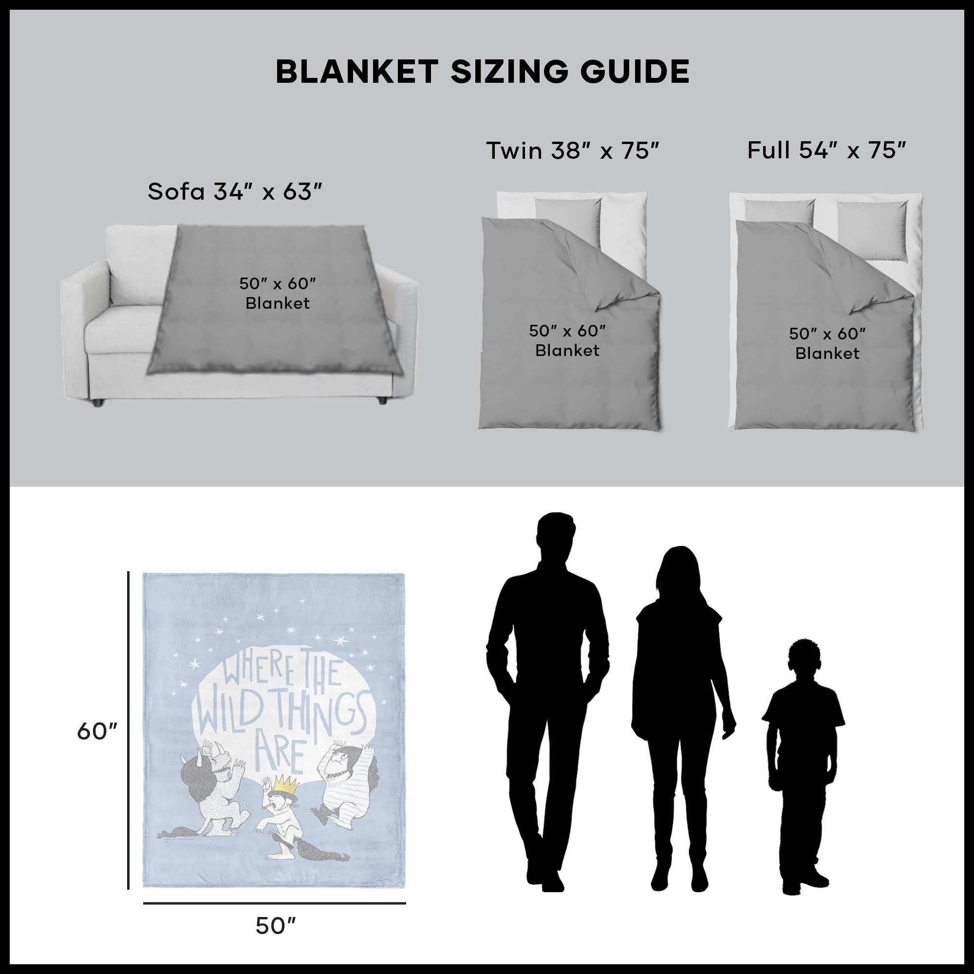 Warner Bros. Where the Wild Things Are Wild Things Silk Touch Throw Blanket 50x60 Inches, BLUE, alternate image number 5