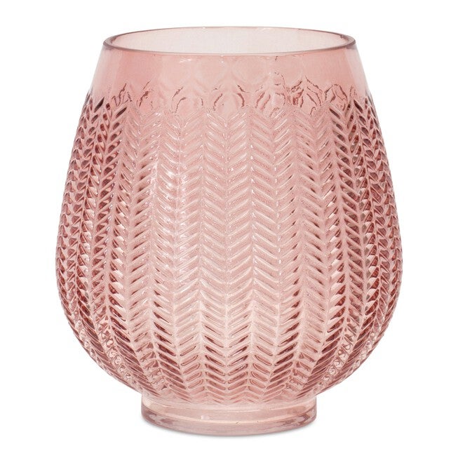 Vase 7 inchesD x 8 inchesH Glass, PINK, hi-res image number 0