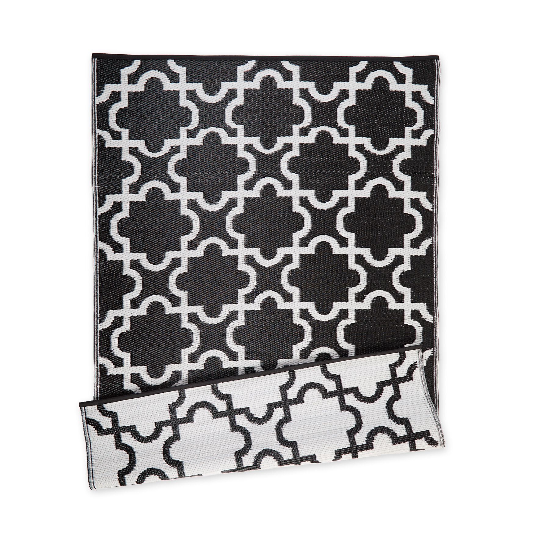 Black Lattice Outdoor Rug 4X6 Ft Floor Coverings, BLACK, hi-res image number 0