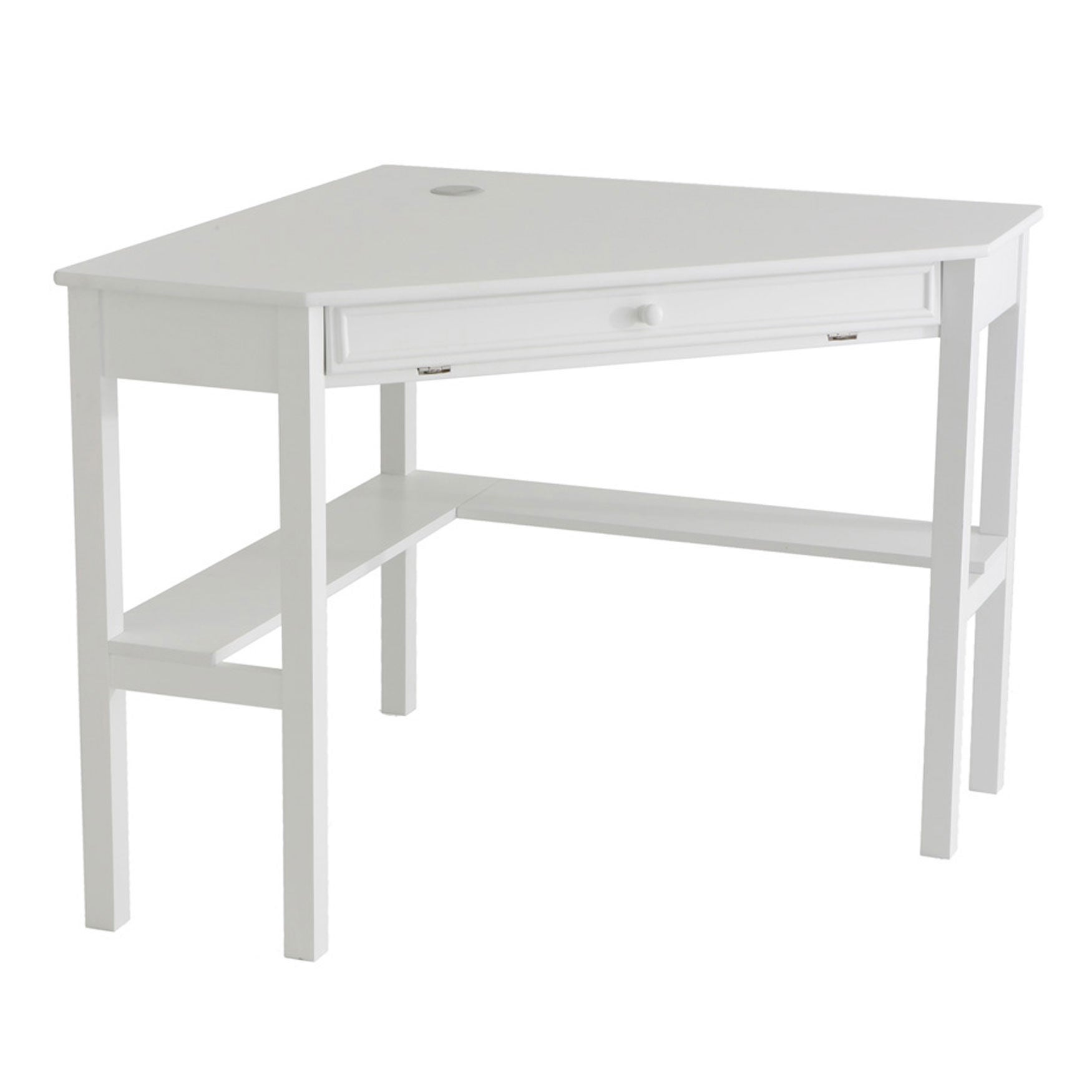 Solid Wood Contemporary Corner Computer Desk, PAINTED WHITE, hi-res image number 0