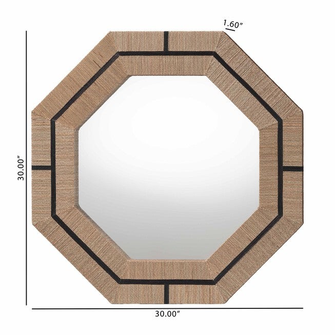 Mirai Bohemian Woven Grasscloth Octagon Accent Mirror, NATURAL, alternate image number 5