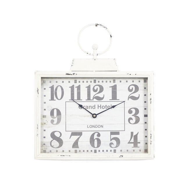 White Vintage Metal Wall Clock, WHITE, hi-res image number null