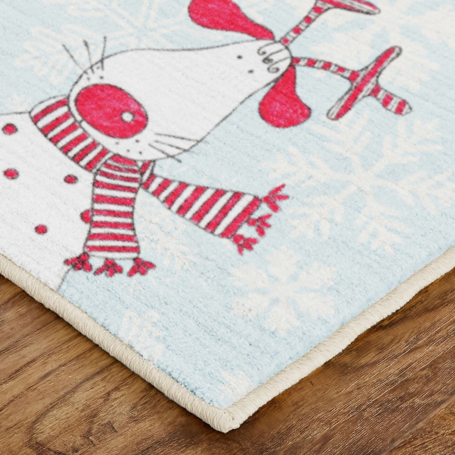 Christmas Friends Light Blue Kitchen Rug, , on-hover image number 1