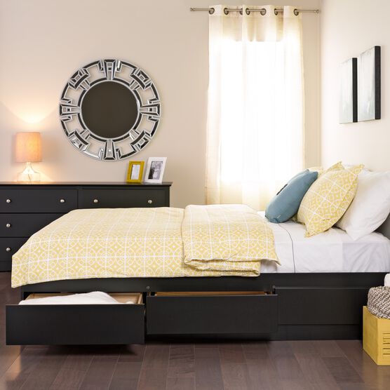 Queen Mate’s Platform Storage Bed with 6 Drawers, BLACK, hi-res image number null
