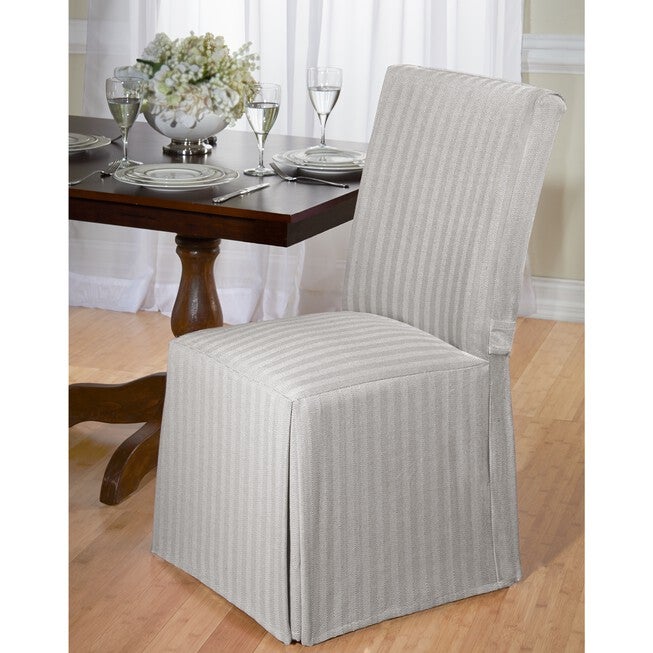 Kathy Ireland Herringbone Dining Room Chair Covers, GREY, hi-res image number null