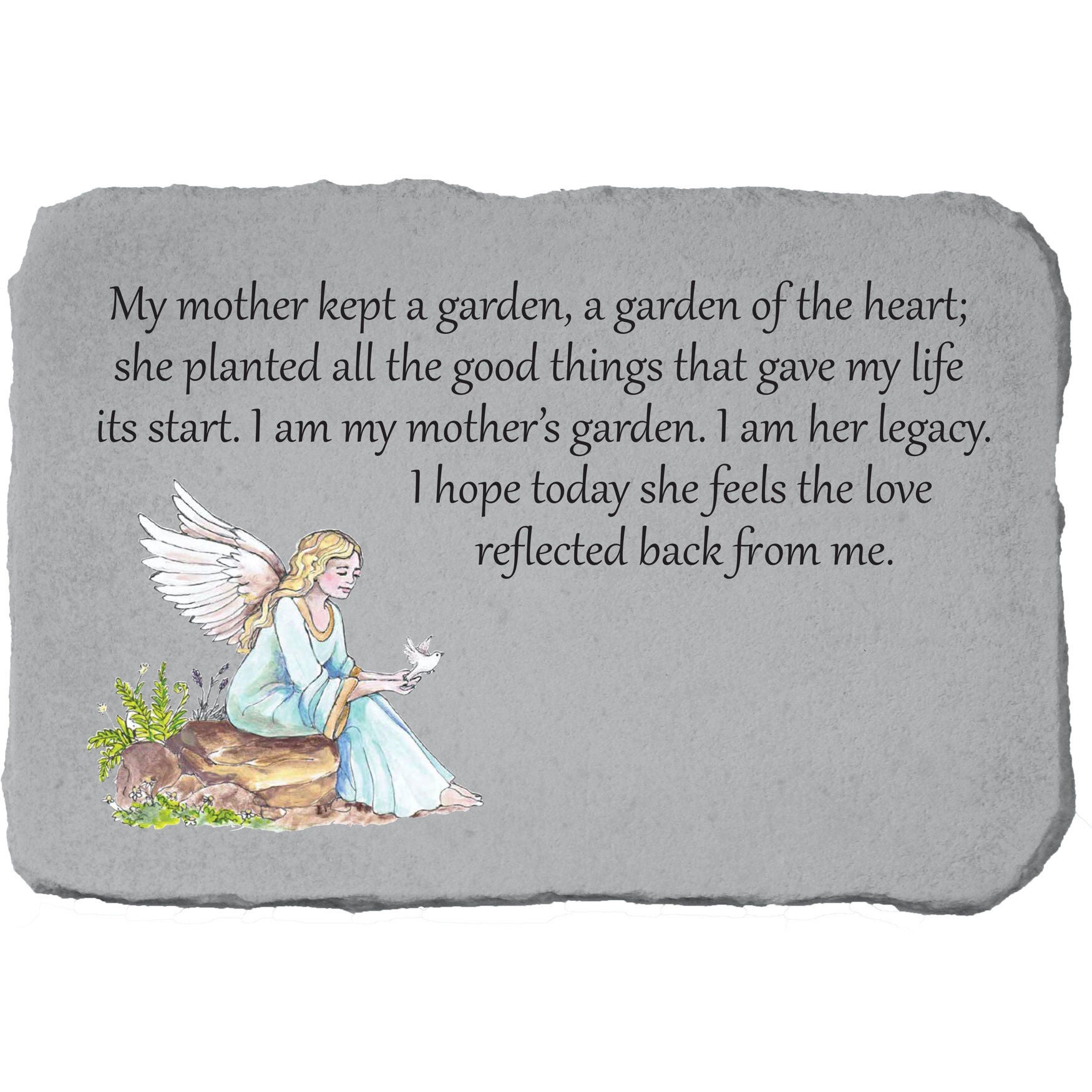My Mother Kept A Garden Angel Garden Memorial Stone, GREY, hi-res image number 0