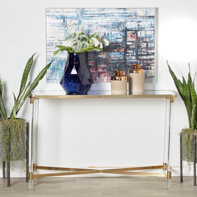 Clear Contemporary Acrylic Console Table, 32 x 44, , alternate image number null