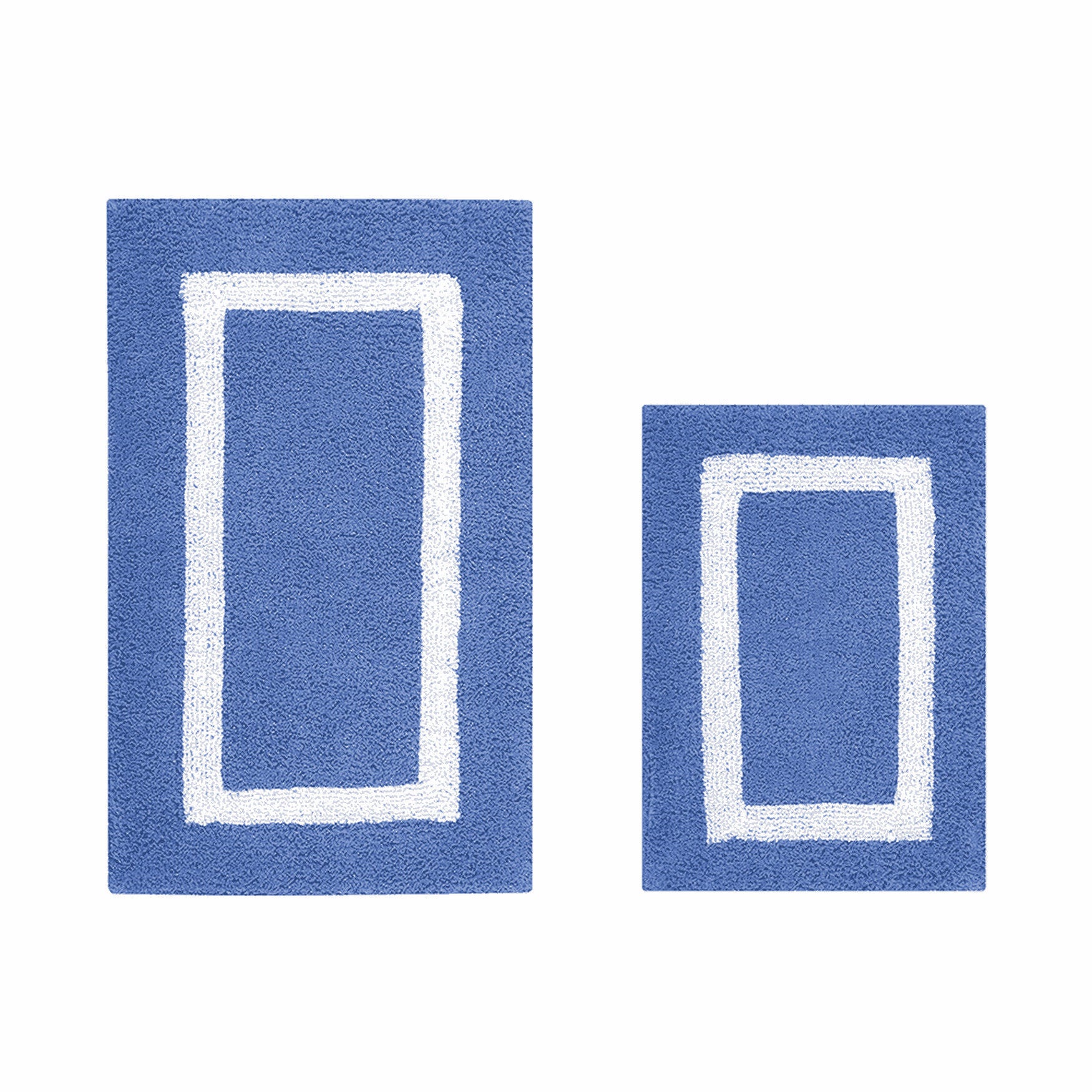 Hotel Collection 100% Cotton 2 Piece (17 inches X 24 inches | 21 inches X 34 inches) Bath Rug Set, BLUE WHITE, hi-res image number 0