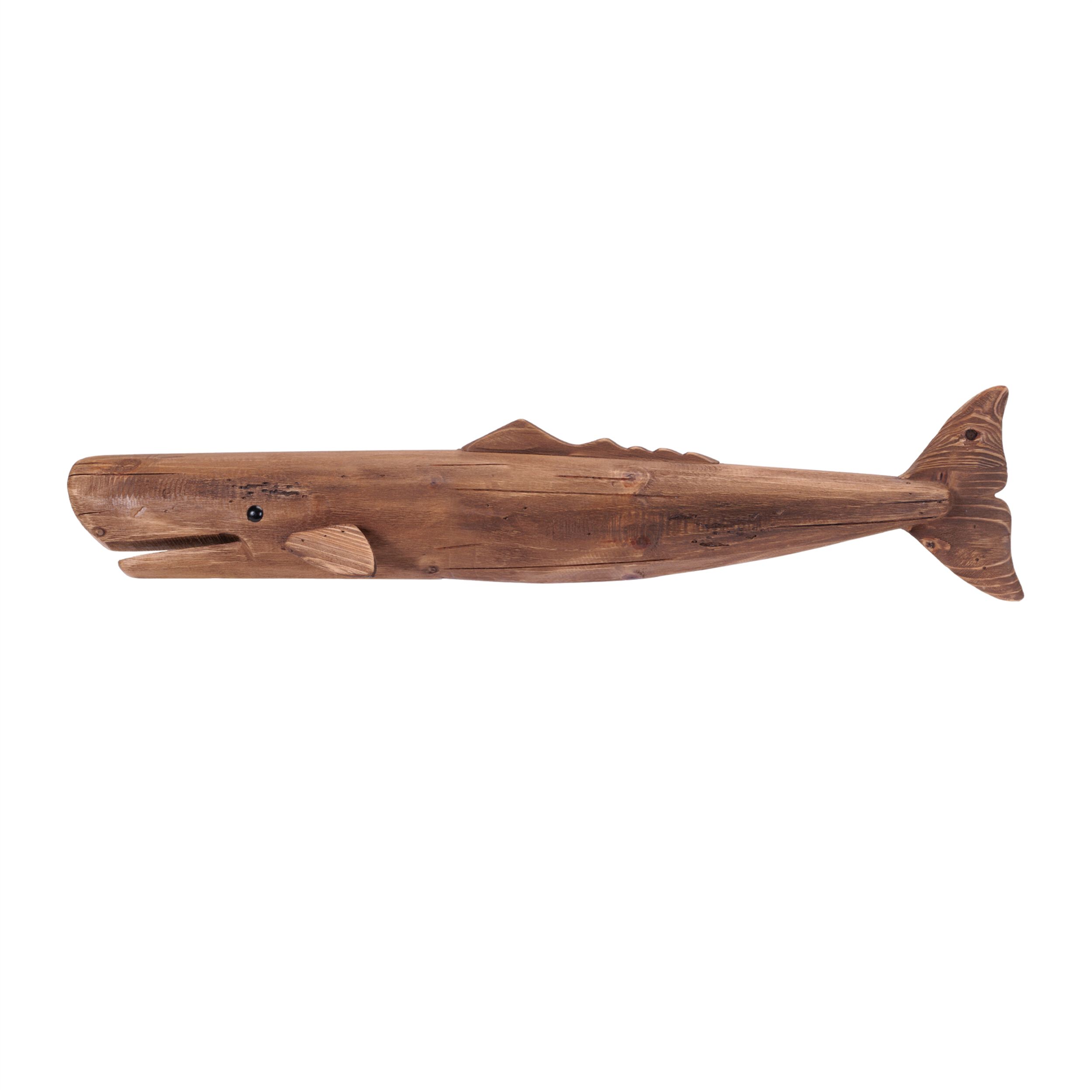 Pine Wood Whale Wall Accent 34INL, BROWN, hi-res image number 0