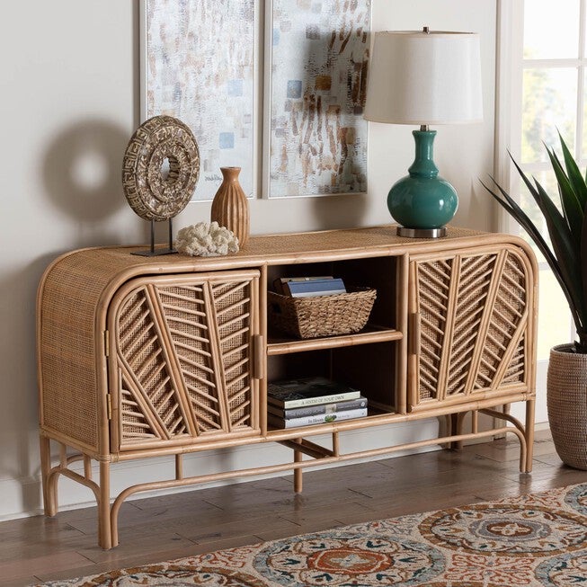 Carabella Bohemian Natural Rattan 2-Door Storage Cabinet, , alternate image number null