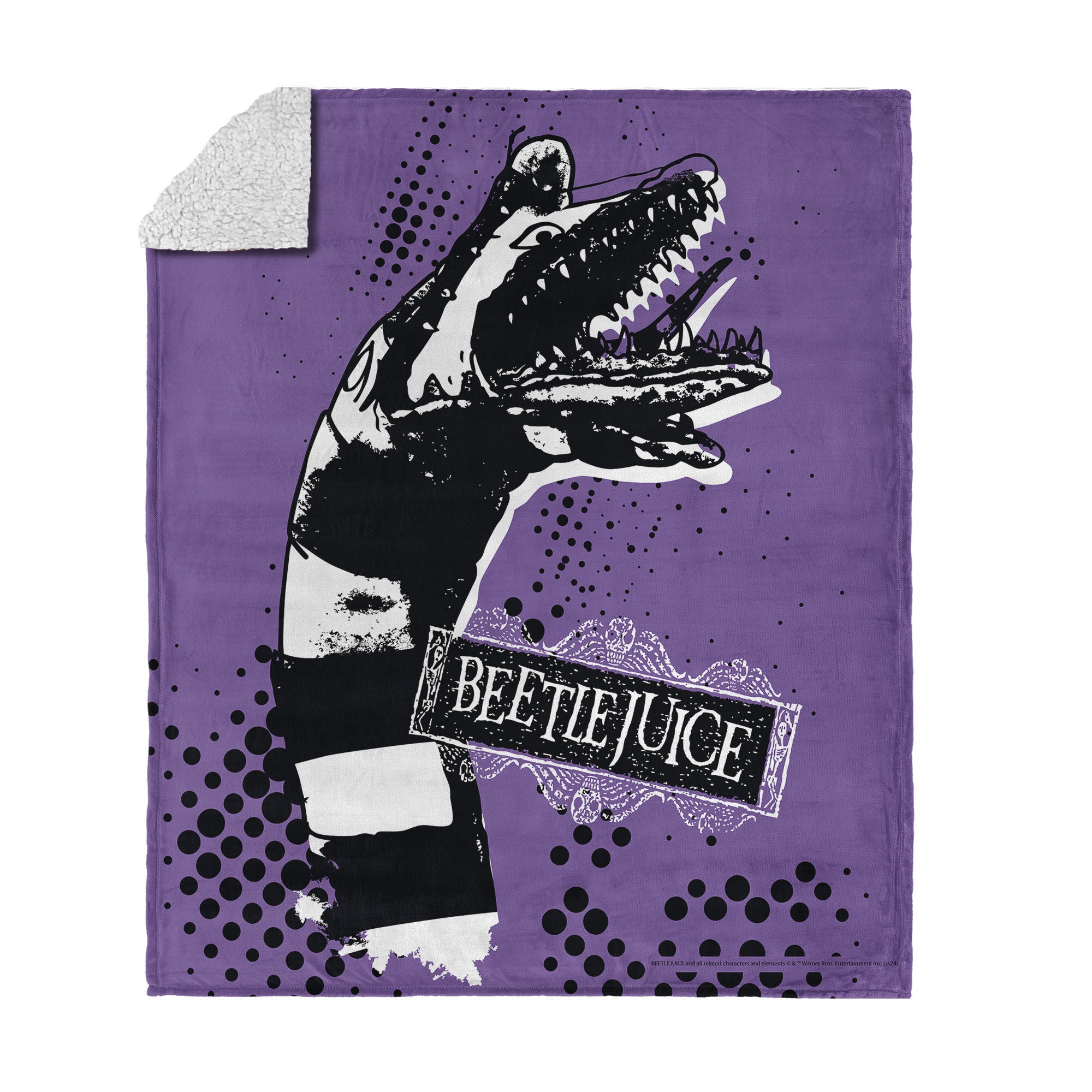 Warner Bros. Beetlejuice I Hate Sandworms Silk Touch Sherpa Throw Blanket 50X60 Inches, PURPLE, hi-res image number 0