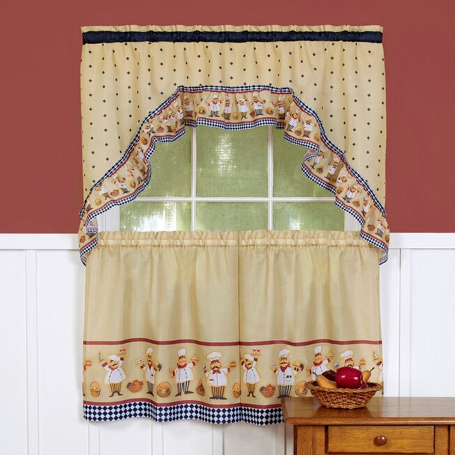 Cucina Printed Tier and Swag Window Curtain Set, MULTI, hi-res image number null