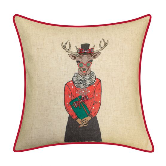 Holiday Christmas Plaid Reindeer Girlfriend Decorative Pillow , MULTI CHRISTMAS, hi-res image number null