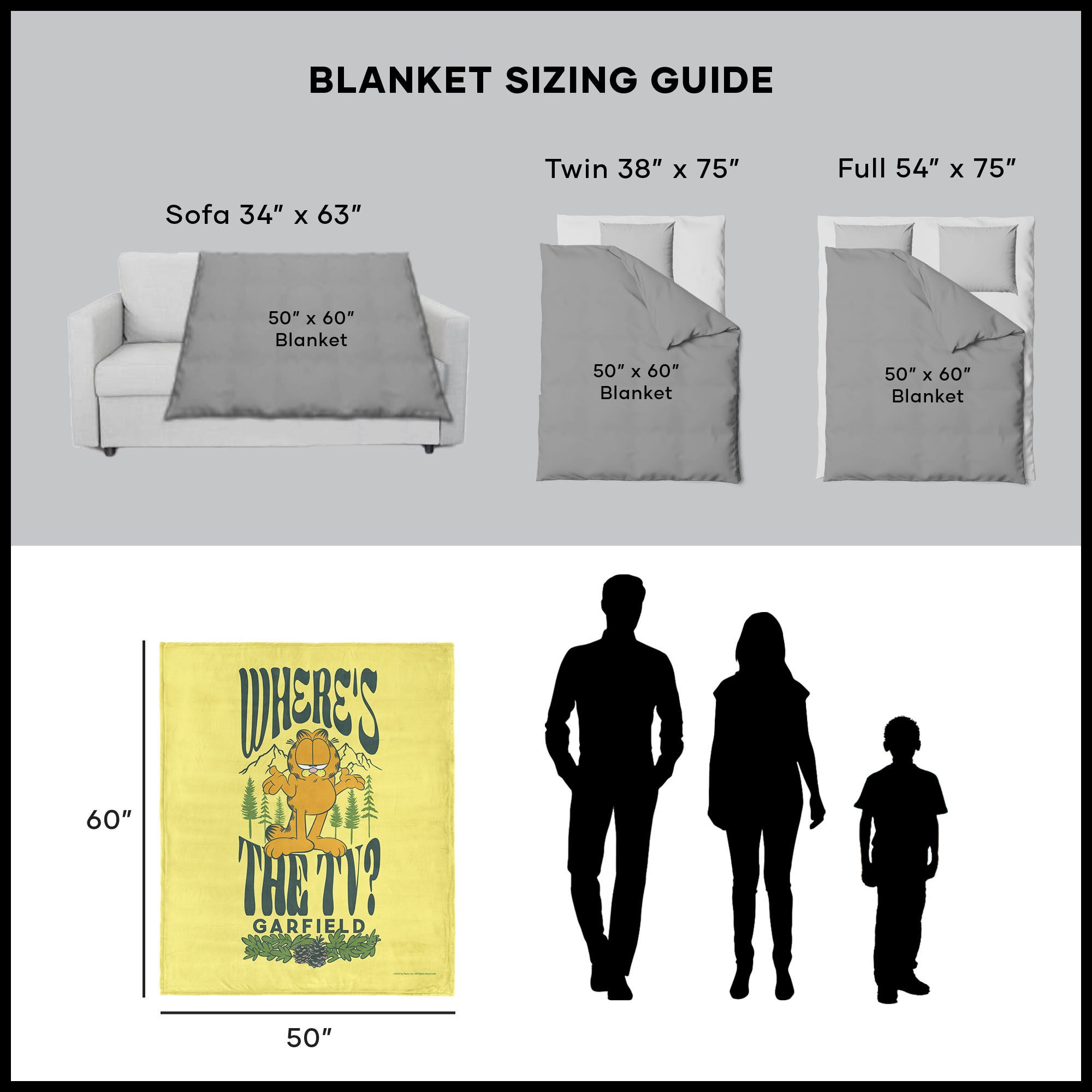 Nickelodeon Garfield Where's the TV Silk Touch Throw Blanket 50x60 Inches, YELLOW, alternate image number 5